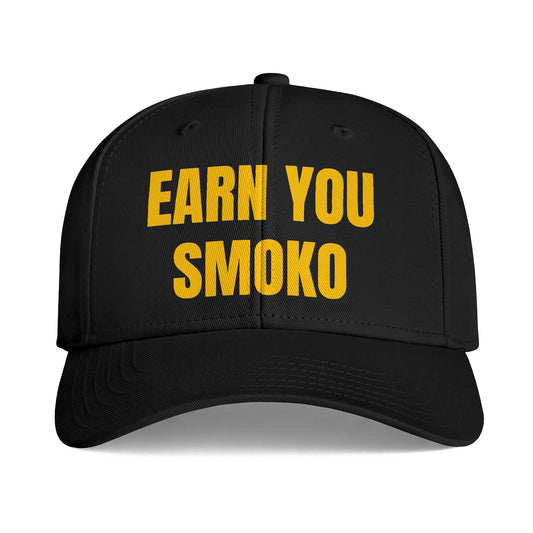 EARN YOUR SMOKO — Black Tradie Cap | Heavy Duty Work Cap